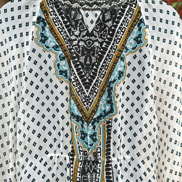 HALE BOB tunic in white, black, blue, & mustard, Small, EUC - Picture 6 of 12